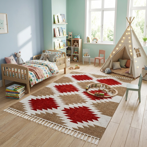 Handmade Moroccan Kilim Rug – Tribal Flatweave Wool Rug for Boho Home Decor