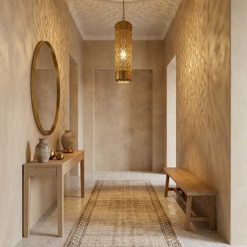 Moroccan Chandelier – Filigree Brass Openwork Lamp
