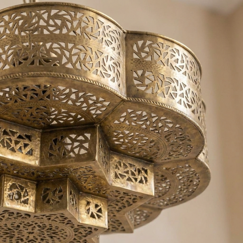 Brass Pendant Light – Moroccan Filigree Openwork Handmade