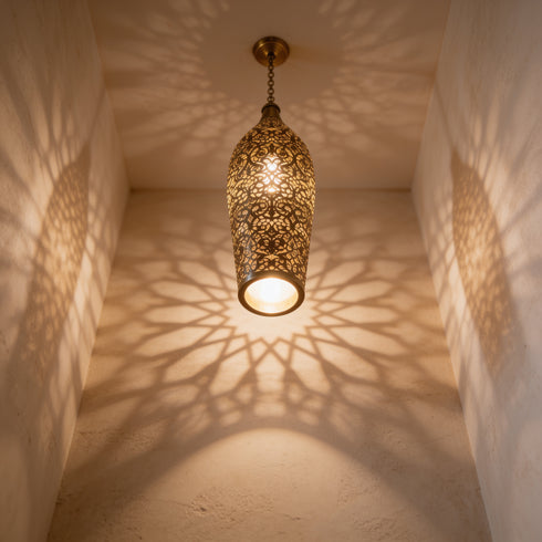 Teardrop Brass Moroccan Pendant Light