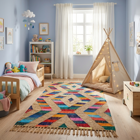 Authentic Handwoven Moroccan Runner Rug – Flatweave Kilim Texture Rug for Boho Hallway Decor