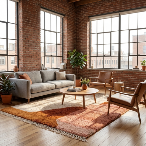 Moroccan Berber Rug – Terracotta Abstract Wool Rug
