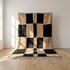 Moroccan Berber Rug – Black & Cream Plush Checkered Wool Area Rug
