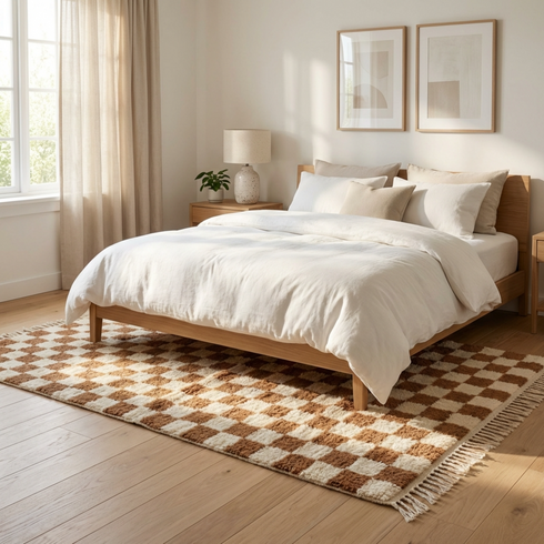 Authentic Moroccan Checkered Wool Rug – Beni Ouarain Design