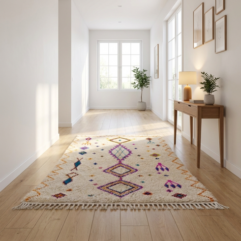 Azilal Rug – Multicolor Plush Diamond Wool Rug