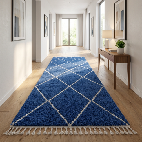 Blue Berber Rug - Moroccan Beni Ourain Wool Rug