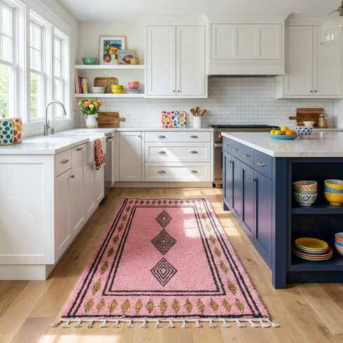 Custom Pink Moroccan Rug - Beni Ourain Style Rug