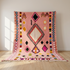 Authentic Handmade Boujaad Rug – Plush 100% Wool Moroccan Area Rug for Pink Boho Living Room Decor