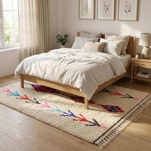 Handmade Azilal Moroccan Rug – Plush High Pile Wool Area Rug for Boho Home Decor