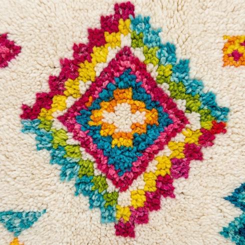 Handmade Azilal Rug - Vibrant 100% Wool - Geometric Boho Living Room Decor