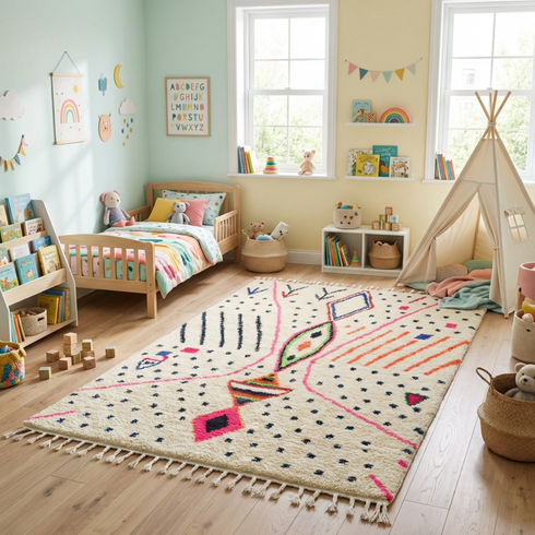 Vibrant Moroccan Rug - Handmade Neon Tribal Rug