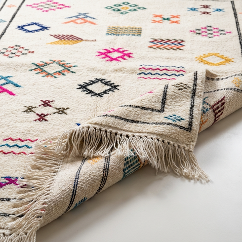 Handmade Azilal Rug - 100% Natural Wool - Vibrant Boho Living Room Decor