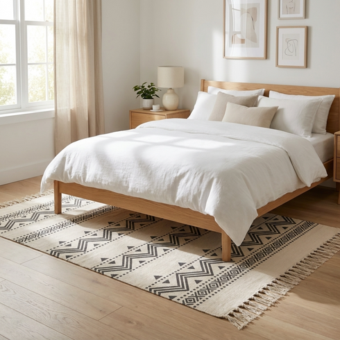 Handmade Moroccan Kilim Rug - Flatweave Natural Wool - Minimalist Tribal Boho Decor