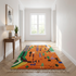 Azilal Rug – Orange Shaggy Striped Wool Rug