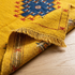 Vibrant Moroccan Kilim Rug - Flatweave Natural Wool Boho Decor - Mustard Yellow Tribal Motif
