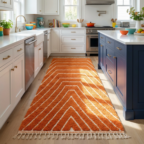 Large Orange Moroccan - Handmade Berber Custom Rug