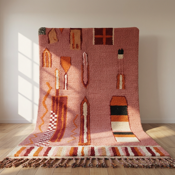 Boujaad Rug – Pink Plush Geometric Wool Rug