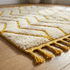 Modern Moroccan Berber Rug – Soft High Pile Wool Rug with Geometric Yellow Pattern
