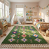 Handmade Green Rug - Colorful Geometric Carpet