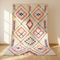 Handmade Azilal Rug - High Pile Natural Wool - Vibrant Geometric Boho Living Room Decor