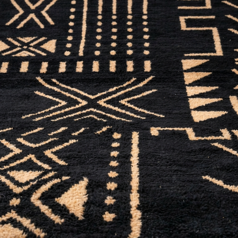 Authentic Moroccan Rug – High Pile Natural Wool Area Rug with Modern Abstract Tribal Geometric Pattern