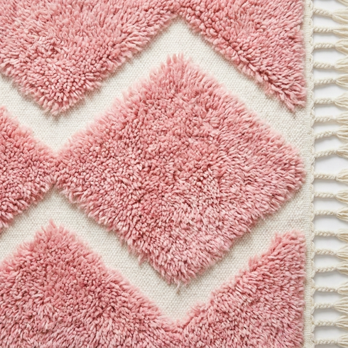 Handmade Moroccan Kilim Rug - Flatweave & Shaggy Wool - Boho Geometric Area Rug