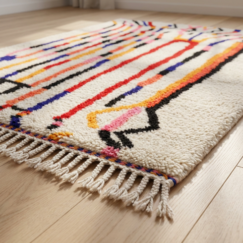 Artistic Vibrancy - Handmade Azilal Moroccan Wool Rug