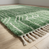 Modern Moroccan Wool Rug – Plush Shaggy Berber Rug with Sage Green Geometric Design for Boho Decor