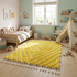 Vibrant Moroccan Wool Rug – High Pile 100% Wool Rug with Yellow Chevron Boho Design