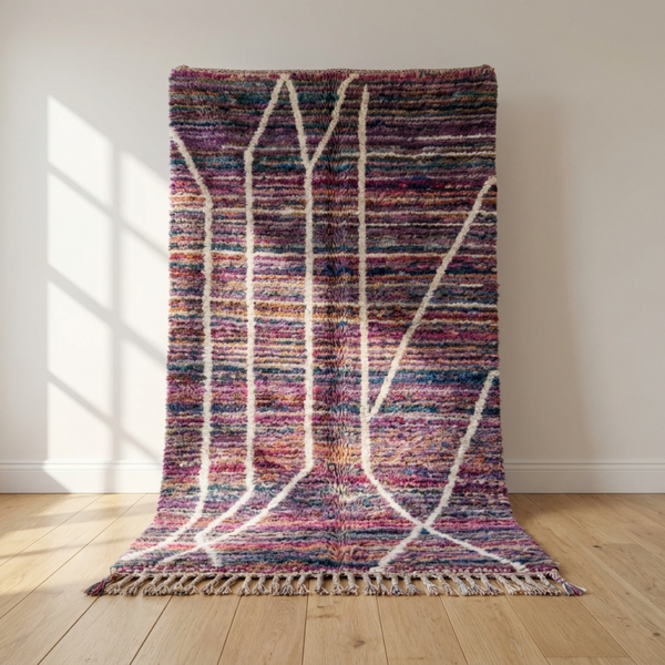 Moroccan Berber Rug – Purple Striped Wool Rug