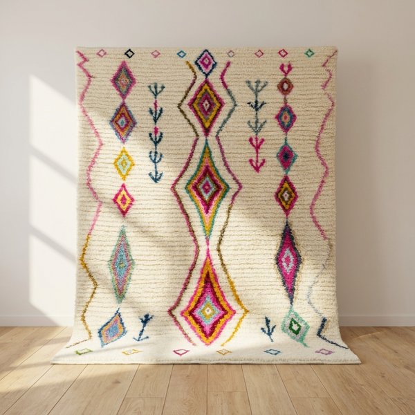 Azilal Rug – Multicolor Diamond Wool Handmade Area Rug