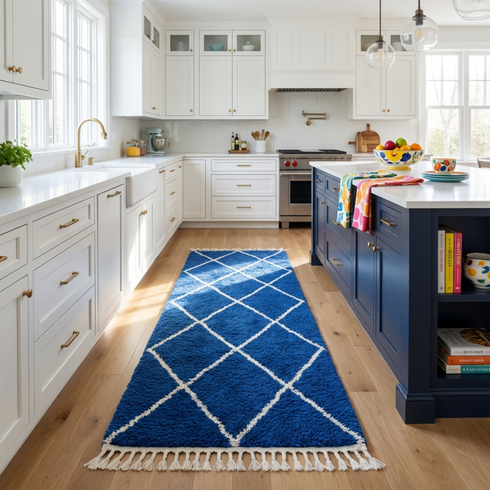 Blue Berber Rug - Moroccan Beni Ourain Wool Rug