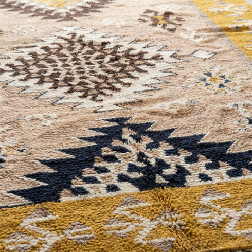 Authentic Moroccan Rug – Plush Natural Wool Area Rug with Geometric Tribal Pattern for Boho Living Room Decor