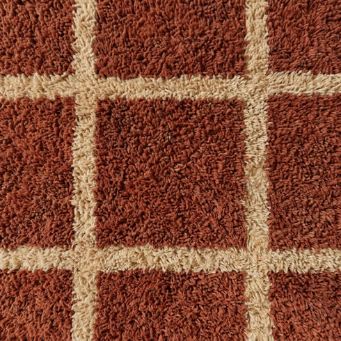Beni Ourain Rug – Terracotta Plush Geometric Wool Rug