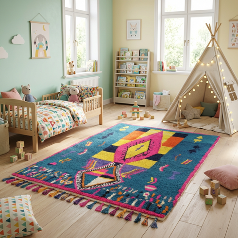 Colorful Moroccan Rug - Moroccan Boujaad Handmade Rug