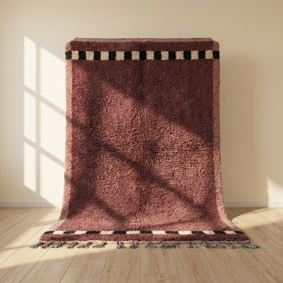 Beni Ourain Rug – Mauve Plush Geometric Wool Area Rug