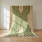 Beni Ourain Rug – Green Plush Striped Wool Rug