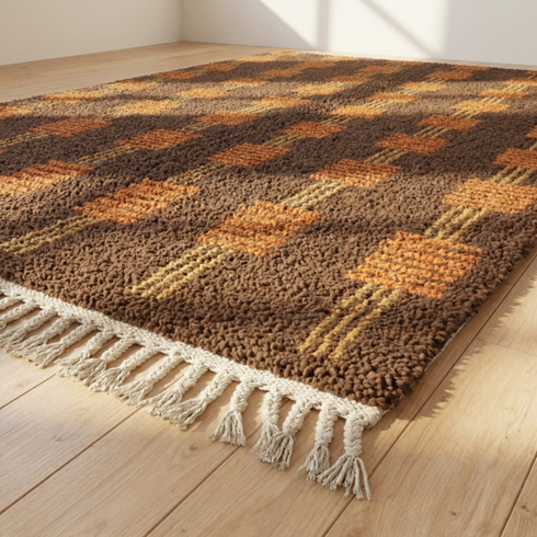 Moroccan Berber Rug – Brown Tribal Wool Rug