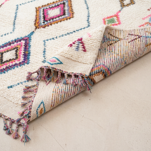 Moroccan Berber Rug – Multicolor Geometric Wool Area Rug