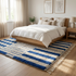 Handmade Azilal Rug – Plush High Pile Wool Rug with Modern Geometric Blue & Ivory Design
