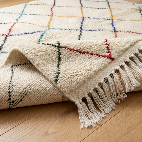 Handmade Authentic Beni Ourain Rug – Plush High Pile Wool Moroccan Rug for Modern Boho Home Decor