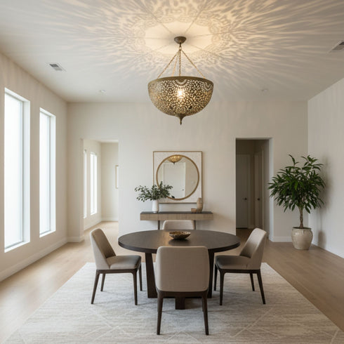 Moroccan Brass Pendant Light - Vintage Style Lighting (pl-1095)