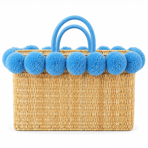 Pom Pom Wicker Beach Bag | Moroccan Bachelorette Tote
