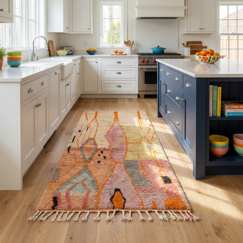 Handmade Boujaad Rug - Colorful High Pile Moroccan Wool Rug