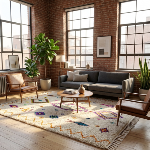 Azilal Rug – Multicolor Plush Diamond Wool Rug