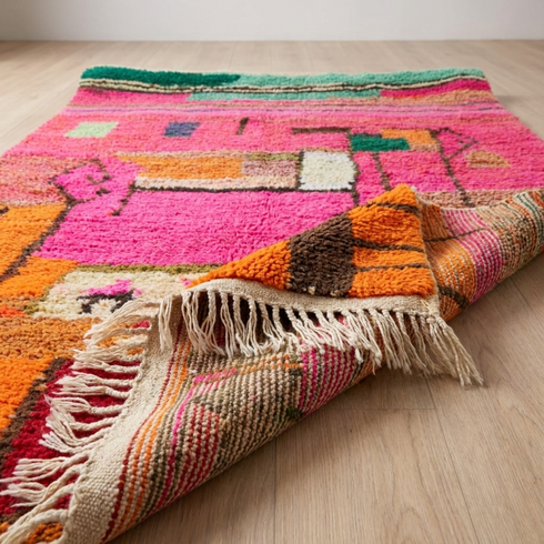 Beni Ourain Rug – Multicolor Geometric Wool Rug