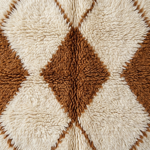 Beni Ourain Rug – Ivory High-Pile Geometric Wool Rug