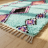 Boujaad Rug – Turquoise Shaggy Diamond Wool Area Rug