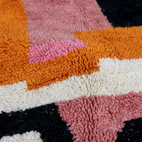 Authentic Moroccan Rug – High Pile Plush Wool Area Rug with Modern Abstract Pattern for Boho Living Room Decor