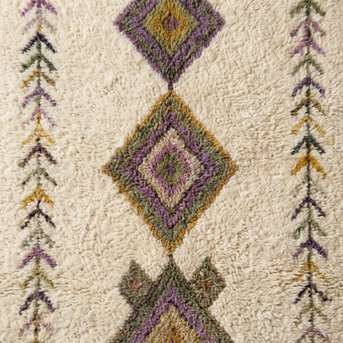 Moroccan Berber Rug – Ivory Plush Geometric Wool Area Rug
